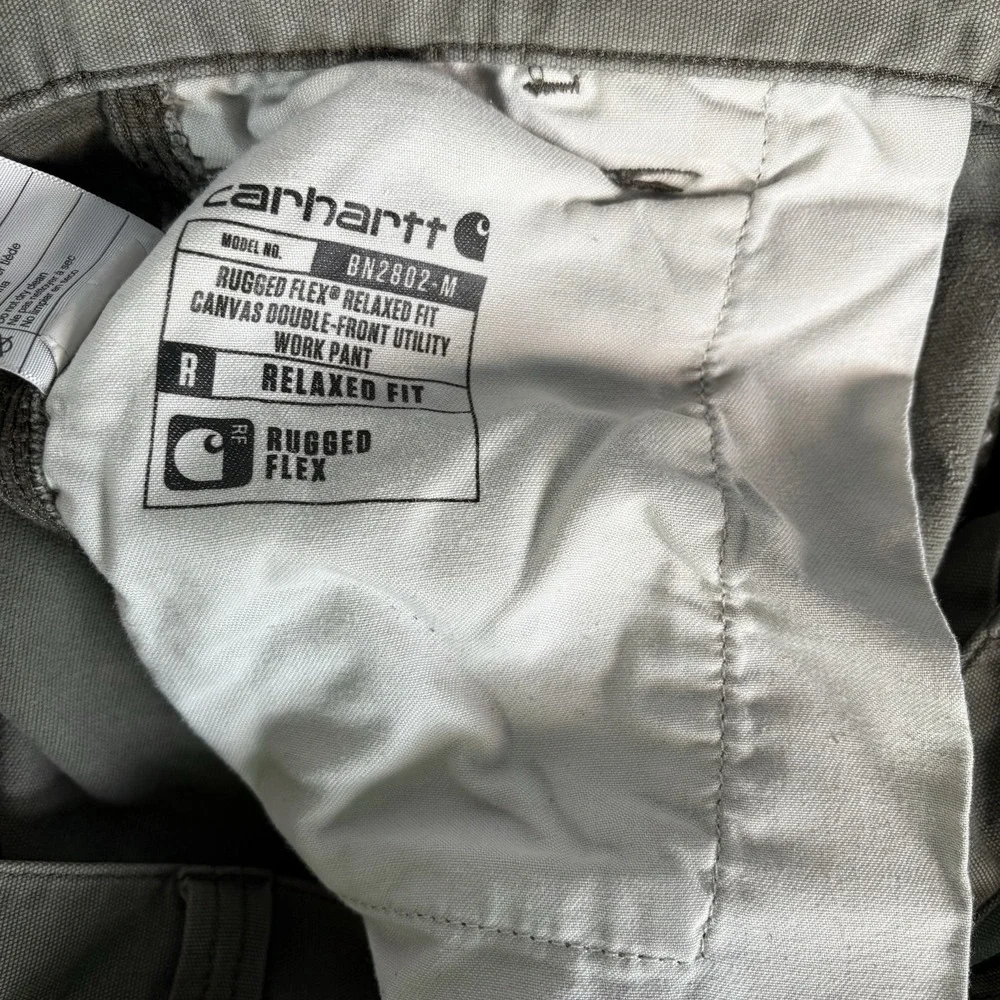 Carhartt Pants Mens 35X32 Green Relaxed Fit DoubleKnee Thrashed Outdoor Workwear